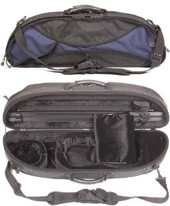 Gewa 307V Sports Style Half-Moon 4/4 Violin Case with Blue-Black Exterior and Black Interior